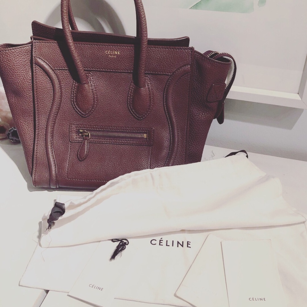 Celine Micro Luggage Tote Bag Brown Pebbled Leather - Picture 4 of 13